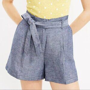 Under Skies High Paper Bag Waist Shorts Chambray Blue
